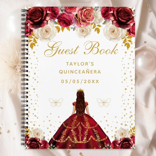 Carnet Princesse Florale Rouge Quinceañera