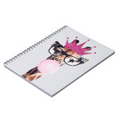 Carnet Princesse Giraffe soufflant rose bulle gomme (Côté gauche)