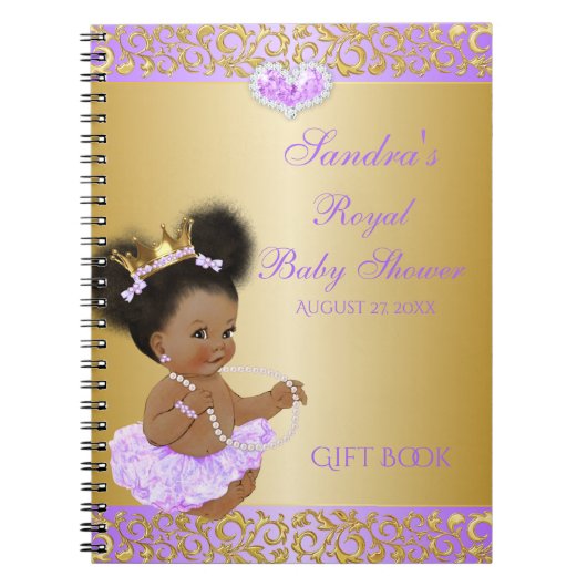 Carnet Princesse Lilac Gold Gift Guest d'Afro-américain (Devant)