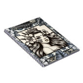 Carnet Princesse Polynésienne Fleurs Bleues Tribal (Côté Droit)