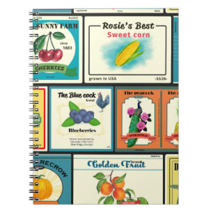 Carnet Produits vintages en conserve-étiquettes de fruits