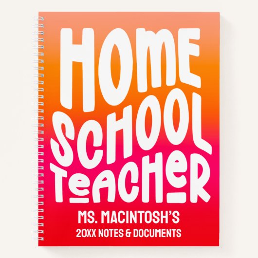 Carnet Professeur à domicile Orange Rouge Ombré (Devant)