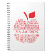 Carnet Professeur Apple Typographie Nuage de mots Rouge e (Devant)