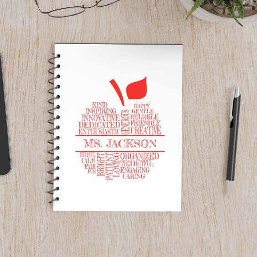 Carnet Professeur Apple Typographie Nuage de mots Rouge e