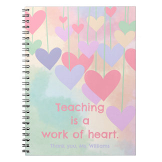Carnet Professeur Best Merci Hearts coloré Aquarelle