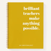 Carnet Professeur brillant Jaune Moutarde Typographie Rét (Devant)