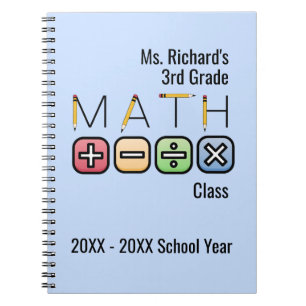 Carnet Professeur de mathématiques Symboles arithmétiqu