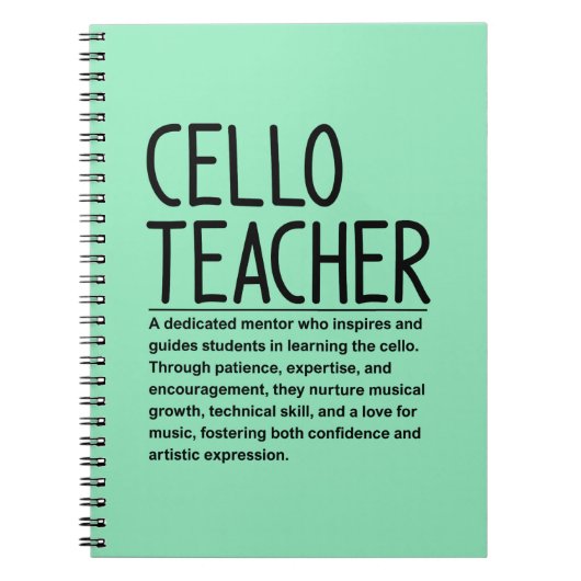 Carnet Professeur de violoncelle (Devant)