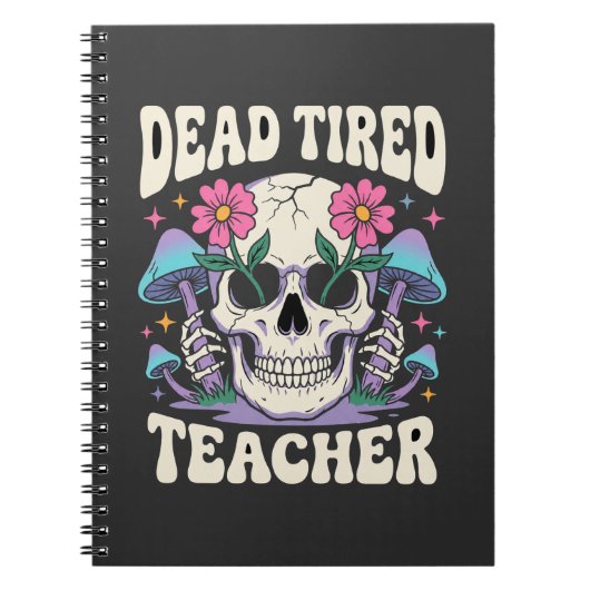 Carnet Professeur Épuisé Crâne Champignon Halloween Graph (Devant)