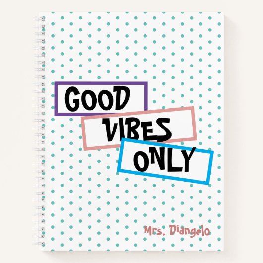 Carnet Professeur Good Vibes coloré amusant seulement (Devant)