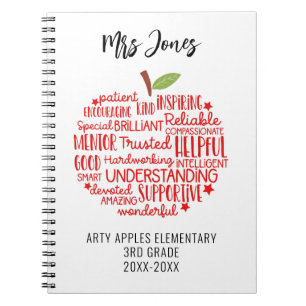 Carnet professeur merci mot à la retraite art pomme bloc-