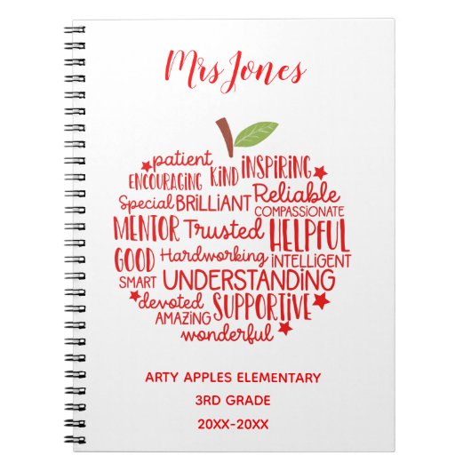 Carnet professeur merci mot de retraite art apple (Devant)