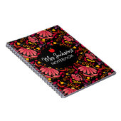 Carnet professeur rouge et noir motif floral (Côté Droit)