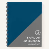 Carnet Professional Blue & Grey simple Monogramme (Devant)
