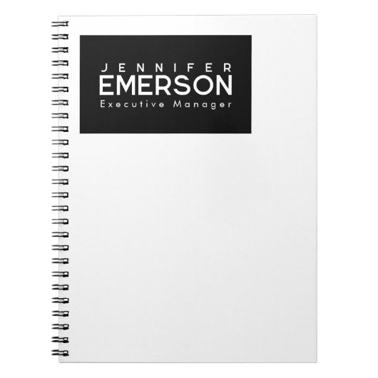 Carnet Professional minimalist modern plain black white (Devant)