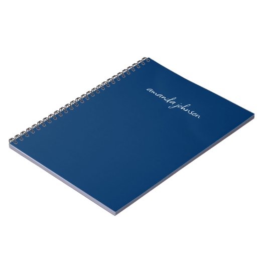 Carnet Professional Modern Navy Blue Monogramme Nom compl (Côté gauche)