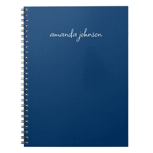 Carnet Professional Modern Navy Blue Monogramme Nom compl (Devant)
