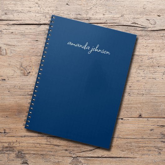 Carnet Professional Modern Navy Blue Monogramme Nom compl