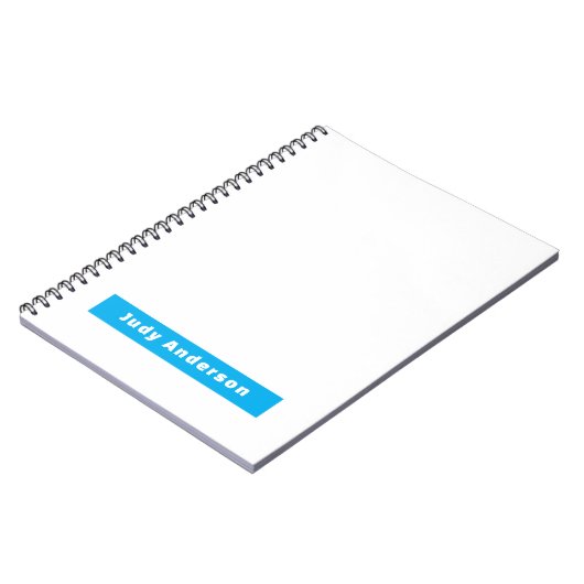 Carnet Professional Plain Modern Elegant Name Blue White (Côté gauche)