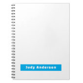 Carnet Professional Plain Modern Elegant Name Blue White (Devant)