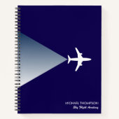 Carnet Professionnel Aviation Moderne Élégant Bleu Blanc (Devant)