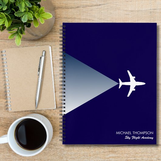 Carnet Professionnel Aviation Moderne Élégant Bleu Blanc