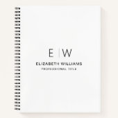 Carnet Professionnel Blanc Monogramme Entreprise Initiale (Devant)