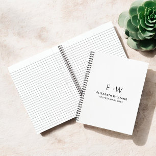 Carnet Professionnel Blanc Monogramme Entreprise Initiale