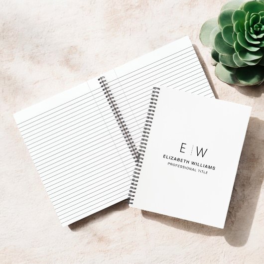 Carnet Professionnel Blanc Monogramme Entreprise Initiale