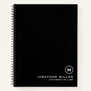 Carnet Professionnel Monogramme Avocat Noir Blanc