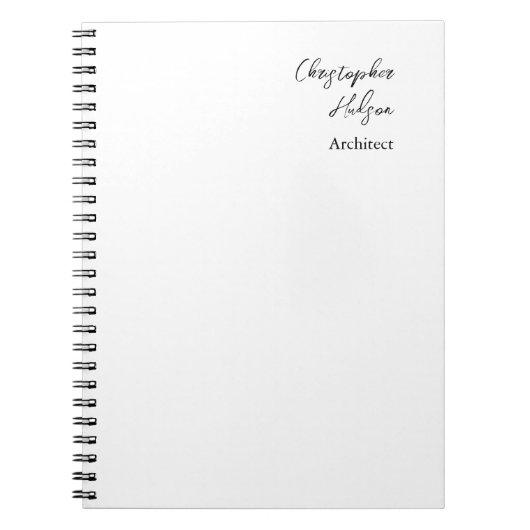 Carnet Professionnel Noir Blanc Simple Architecte Épais (Devant)