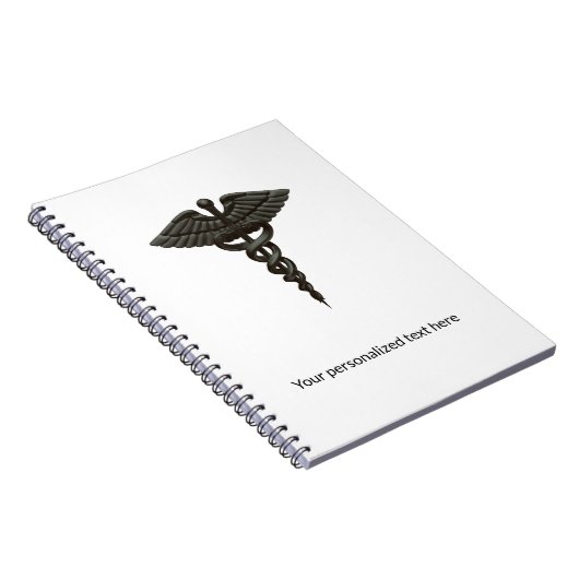 Carnet Professionnel Simple Médicale Caduceus Noir Blanc (Côté Droit)