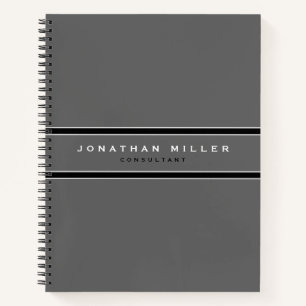 Carnet Professionnel Simple moderne Gris & Gris Noir