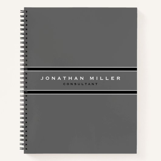Carnet Professionnel Simple moderne Gris & Gris Noir (Devant)