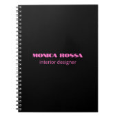 Carnet Professionnel Simple Moderne Neon Rose Noir (Devant)