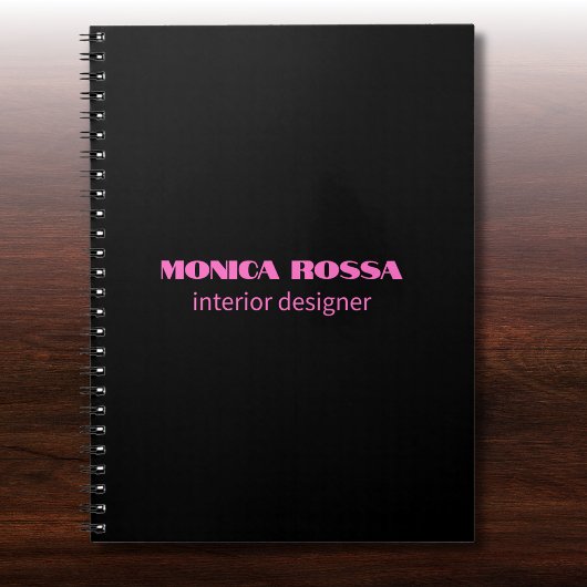 Carnet Professionnel Simple Moderne Neon Rose Noir