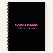 Carnet Professionnel Simple Moderne Neon Rose Noir (Devant)
