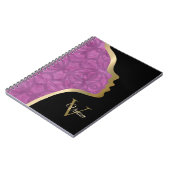 Carnet Profond Orchidée Violet Visage Noir Et Or (Côté gauche)