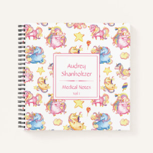 Carnet Programmateur monographique de licornes en forme d