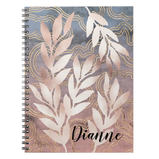 Carnet Projections de feuilles d'or rose sur fond abstrai (Devant)