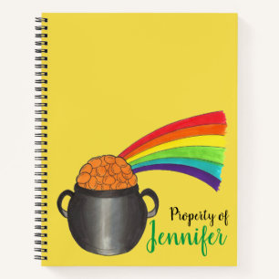 Carnet Propriété de Lucky Rainbow Pot d'or personnalisé