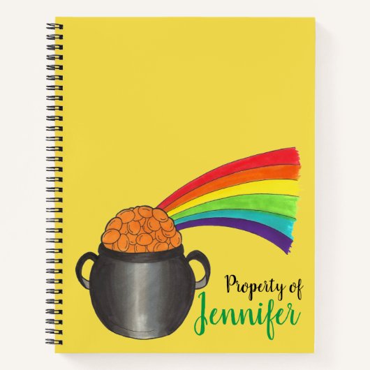 Carnet Propriété de Lucky Rainbow Pot d'or personnalisé (Devant)
