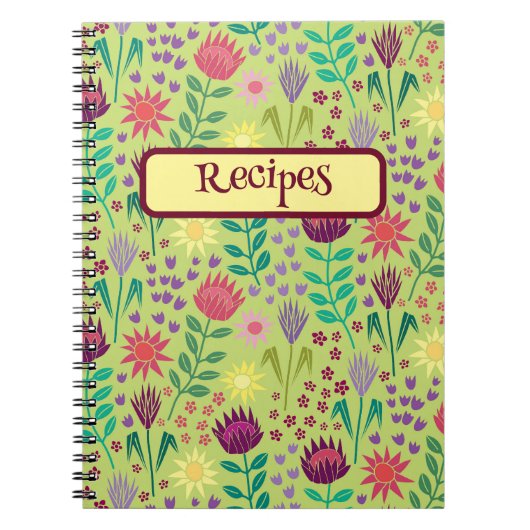 Carnet Protea Floral Block Imprimer Millefleur vert pâle (Devant)