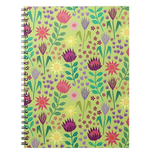 Carnet Protea Floral Block Imprimer Millefleur vert pâle (Devant)