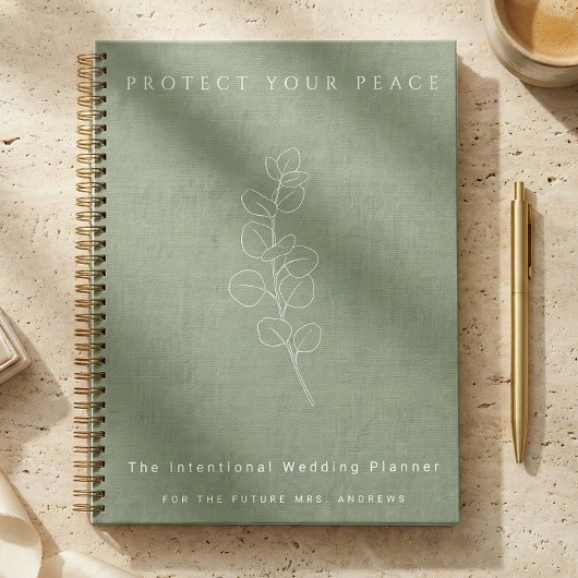 Carnet Protect Your Peace Sage Green Wedding Planner
