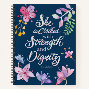 Carnet Proverbes 31:25 Elle est revêtue de force et de di