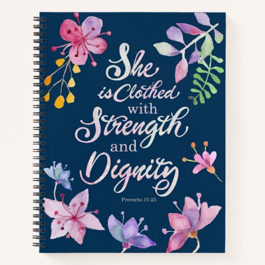 Carnet Proverbes 31:25 Elle est revêtue de force et de di (Devant)