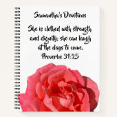 Carnet Proverbs 31:25 Red Rose Christian Custom Devotion (Devant)