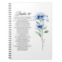 Psalm 91 Watercolor Blue Flower Bible Scriptures