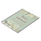 Carnet Psaume 28:7 Sage Vert Aquarelle Foi Florale (Côté gauche)